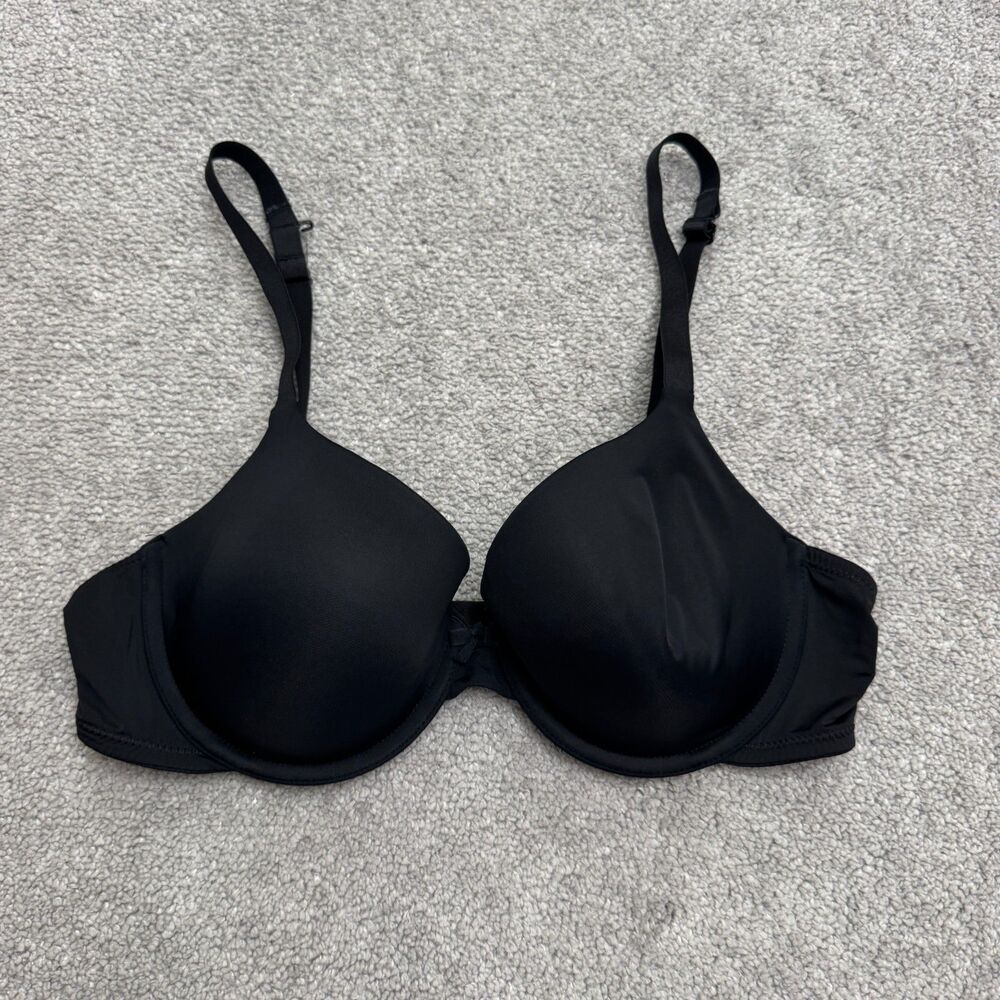 Auden The Everyday Padded Underwire T-Shirt Bra Womens 36C Black Hook Eye Back